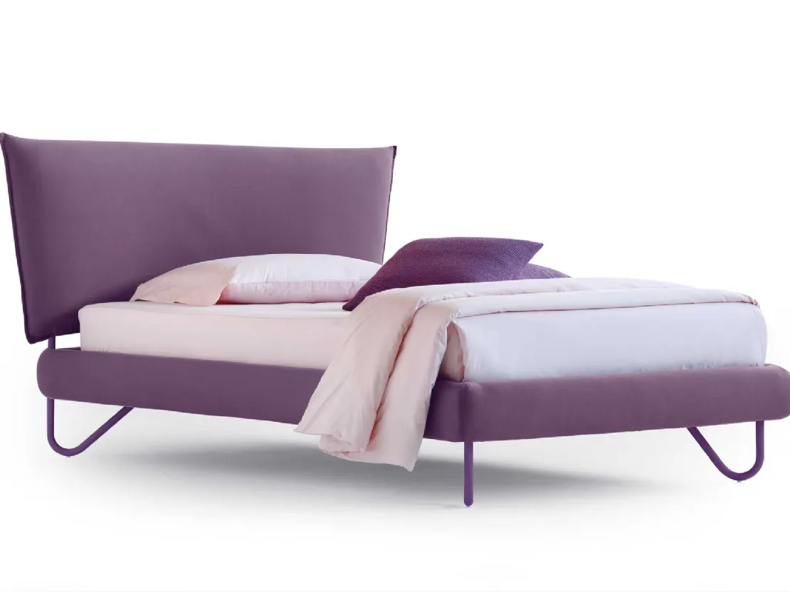 Letto singolo in tessuto imbottito con testiera Hug 04 Soft di Noctis